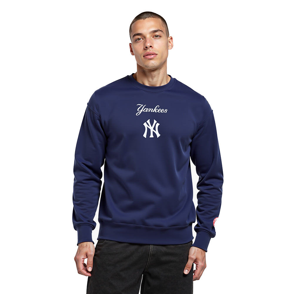 MLB NEW YORK YANKEES WINGSPAN MEN'S DROP SHOULDER FLC CREWNECK (MIDNIGHT NAVY)