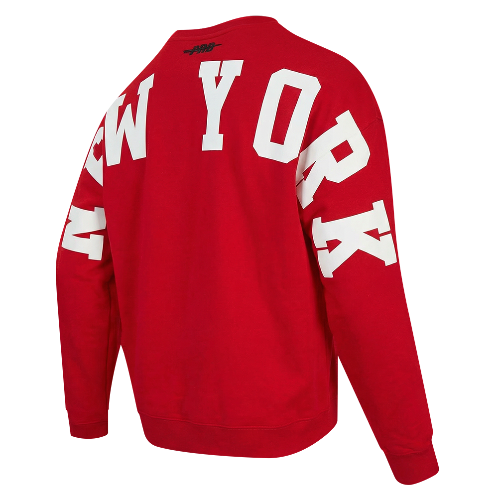 MLB NEW YORK YANKEES WINGSPAN MEN'S DROP SHOULDER FLC CREWNECK (RED)