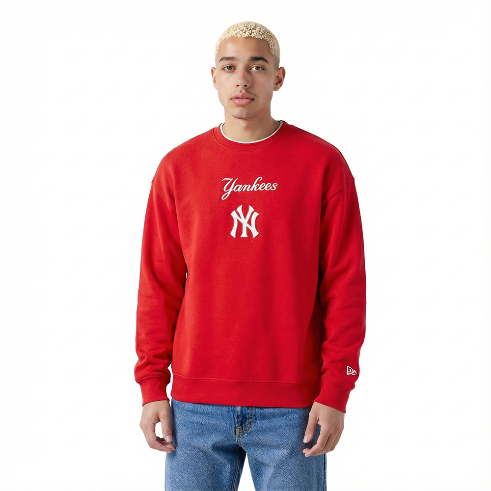 MLB NEW YORK YANKEES WINGSPAN MEN'S DROP SHOULDER FLC CREWNECK (RED)