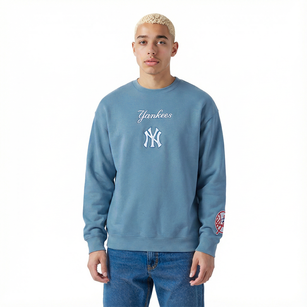 MLB NEW YORK YANKEES WINGSPAN MEN'S DROP SHOULDER FLC CREWNECK (STEEL BLUE)