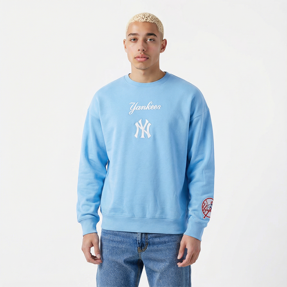 MLB NEW YORK YANKEES WINGSPAN MEN'S DROP SHOULDER FLC CREWNECK (UNIVERSITY BLUE)