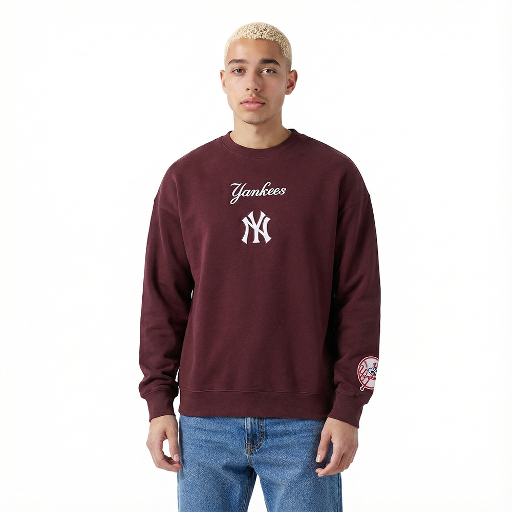 MLB NEW YORK YANKEES WINGSPAN MEN'S DROP SHOULDER FLC CREWNECK (WINE)