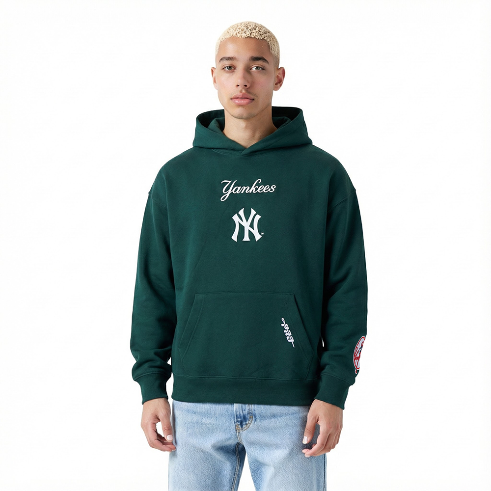 MLB NEW YORK YANKEES WINGSPAN MEN'S DROP SHOULDER FLC PO HOODIE (FOREST GREEN)
