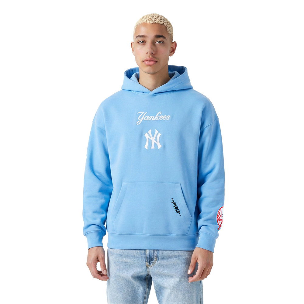 MLB NEW YORK YANKEES WINGSPAN MEN'S DROP SHOULDER FLC PO HOODIE (UNIVERSITY BLUE)
