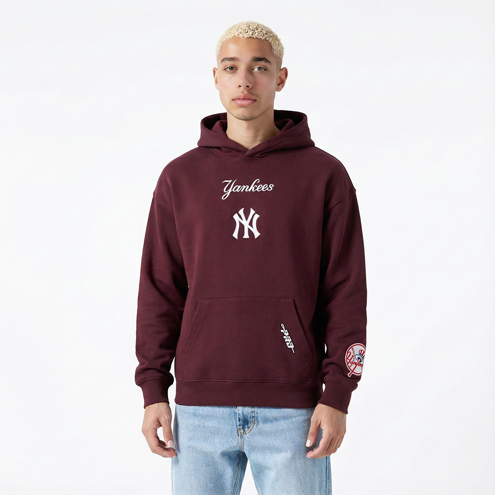 MLB NEW YORK YANKEES WINGSPAN MEN'S DROP SHOULDER FLC PO HOODIE (WINE)