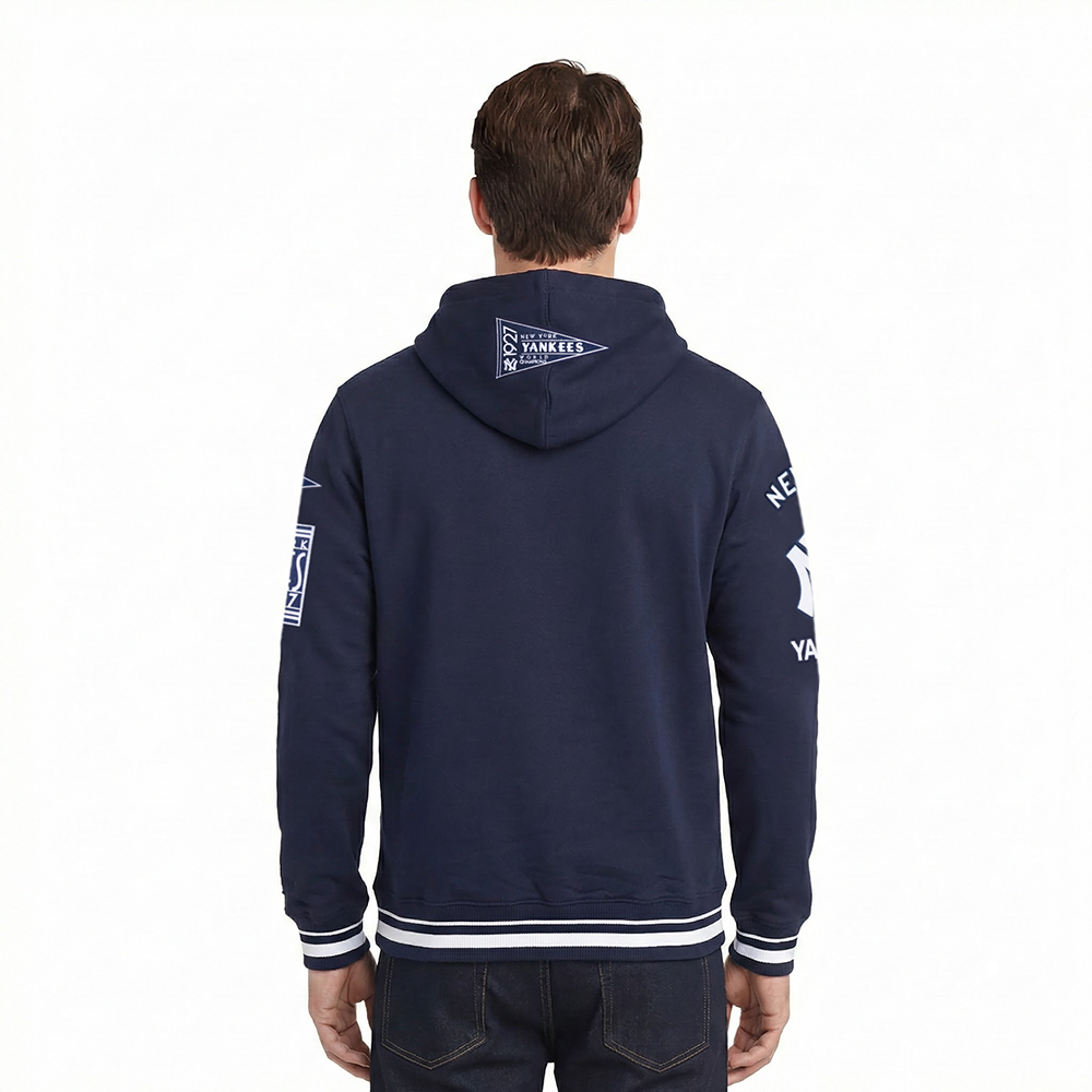 MLB NEW YORK YANKEES RETRO CLASSICS MEN'S RIB FLC PO HOODIE (MIDNIGHT NAVY)