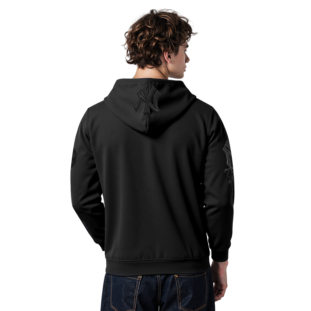 MLB NEW YORK YANKEES TRIPLE BLACK LOGO MEN'S PULLOVER HOODIE (BLACK)