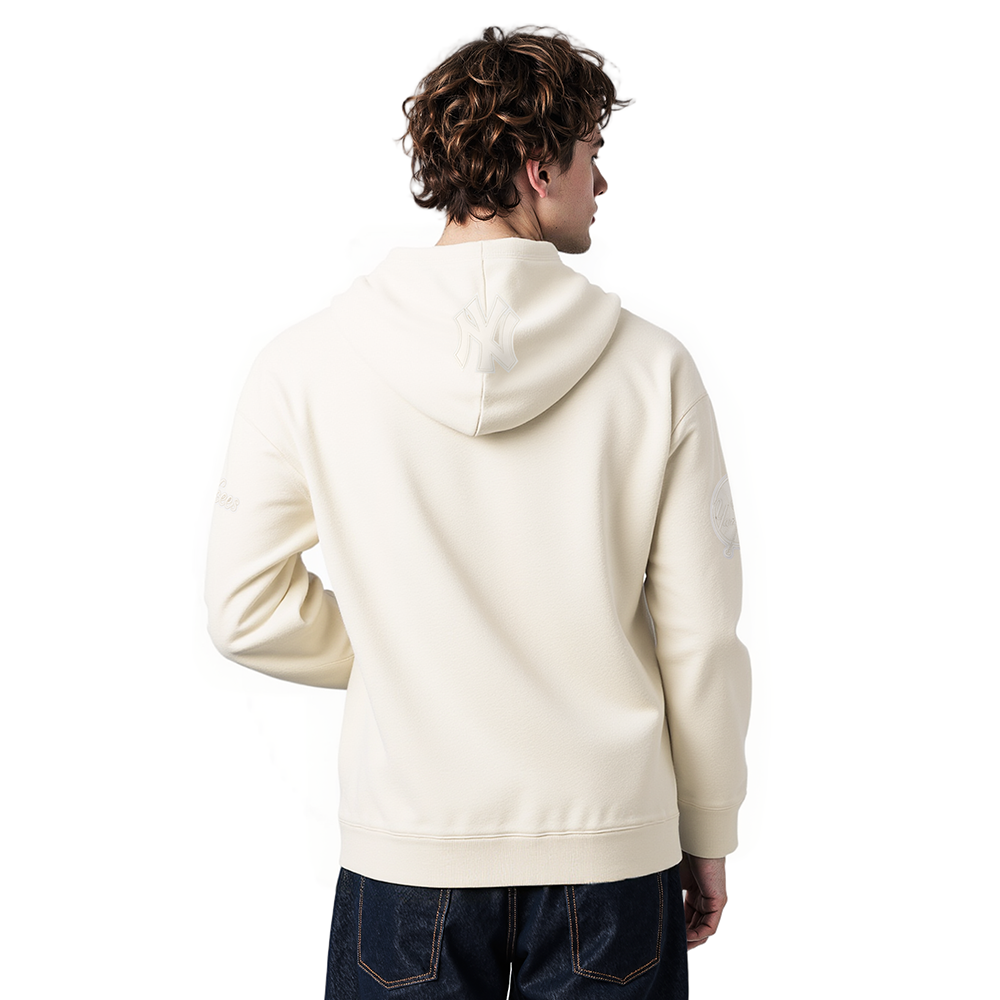 MLB NEW YORK YANKEES NEUTRAL DROP SHOULDER MEN'S PULLOVER HOODIE (EGGSHELL)