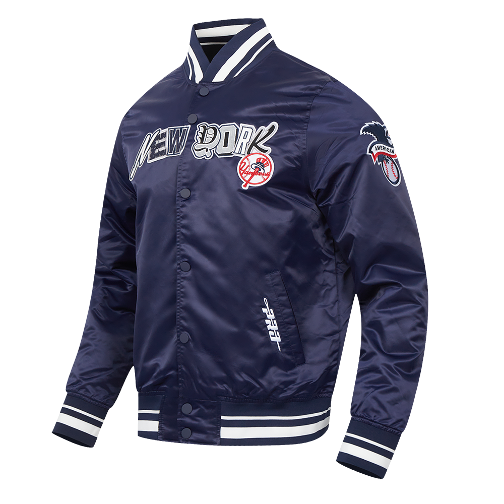 MLB NEW YORK YANKEES CITY RANSOM MEN'S RIB SATIN JACKET (MIDNIGHT NAVY)