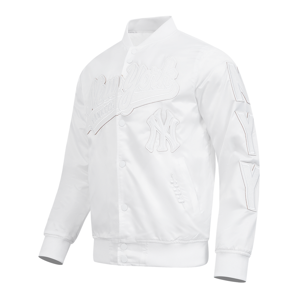 MLB NEW YORK YANKEES WHITE OUT MEN'S SATIN JACKET (WHITE)