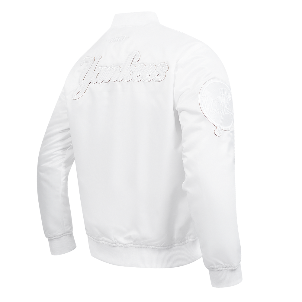 MLB NEW YORK YANKEES WHITE OUT MEN'S SATIN JACKET (WHITE)
