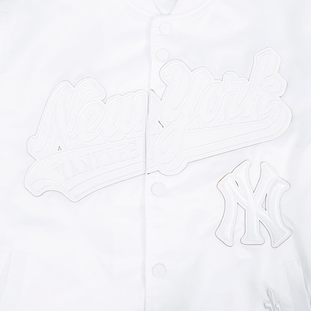 MLB NEW YORK YANKEES WHITE OUT MEN'S SATIN JACKET (WHITE)