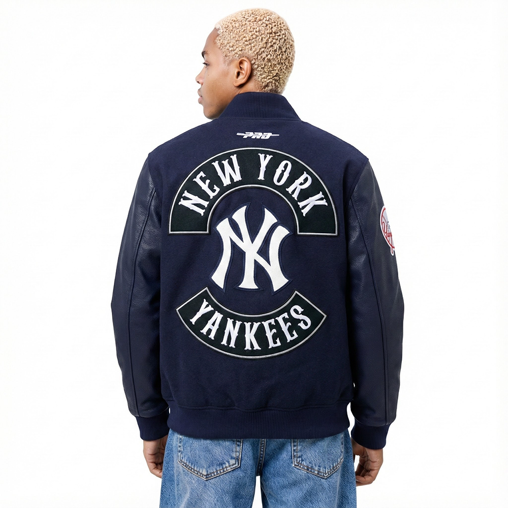 MLB NEW YORK YANKEES BORN FOR SPORT MEN'S WOOL VARSITY JACKET (MIDNIGHT NAVY)