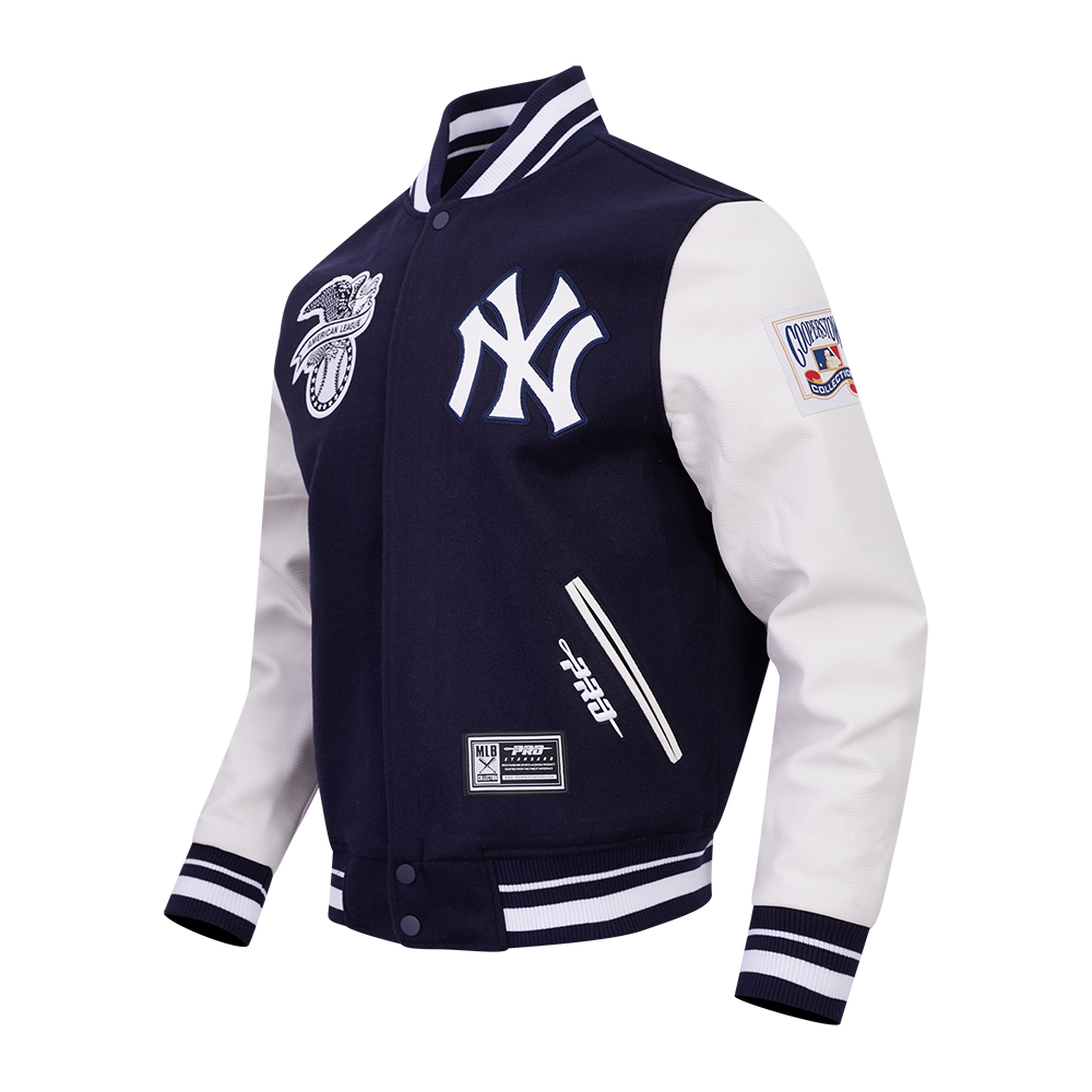 MLB NEW YORK YANKEES DAY ONE MEN'S VARSITY JACKET (MIDNIGHT NAVY/WHITE)