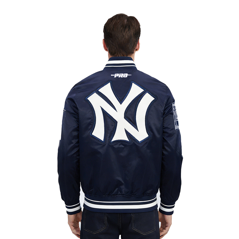 MLB NEW YORK YANKEES RETRO CLASSICS MEN'S PRO SATIN YD RIB JACKET (MIDNIGHT NAVY)