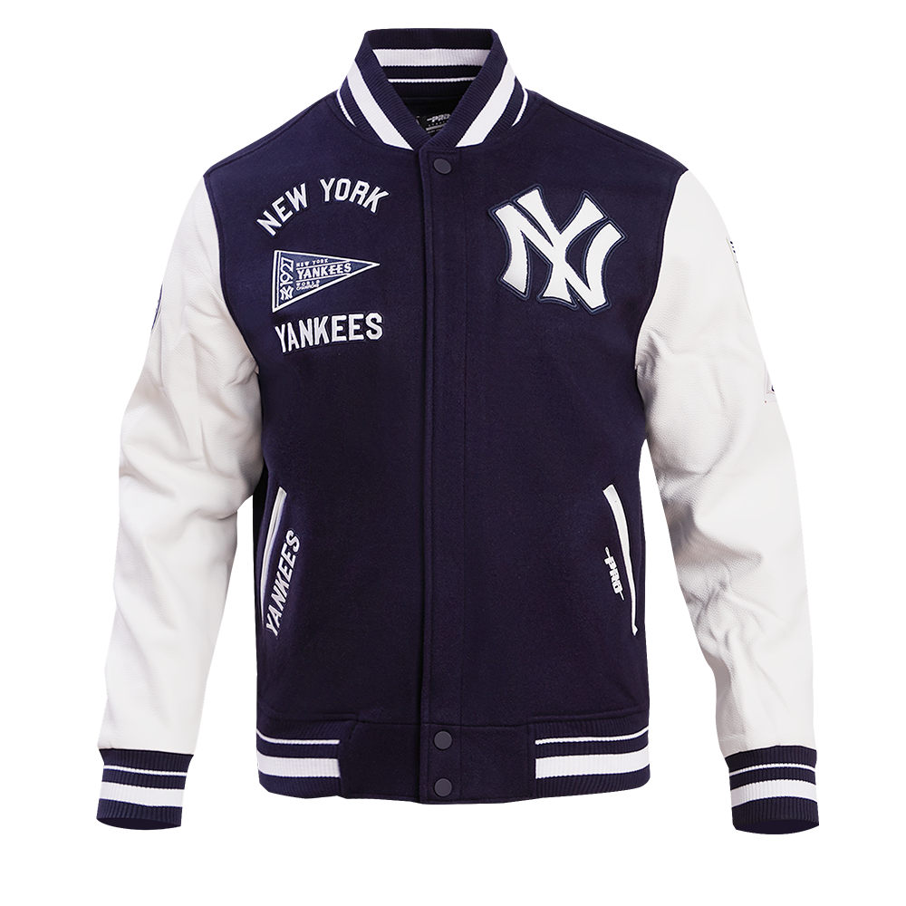 NBA COLLAGE WOOL & LEATHER JACKET Navy