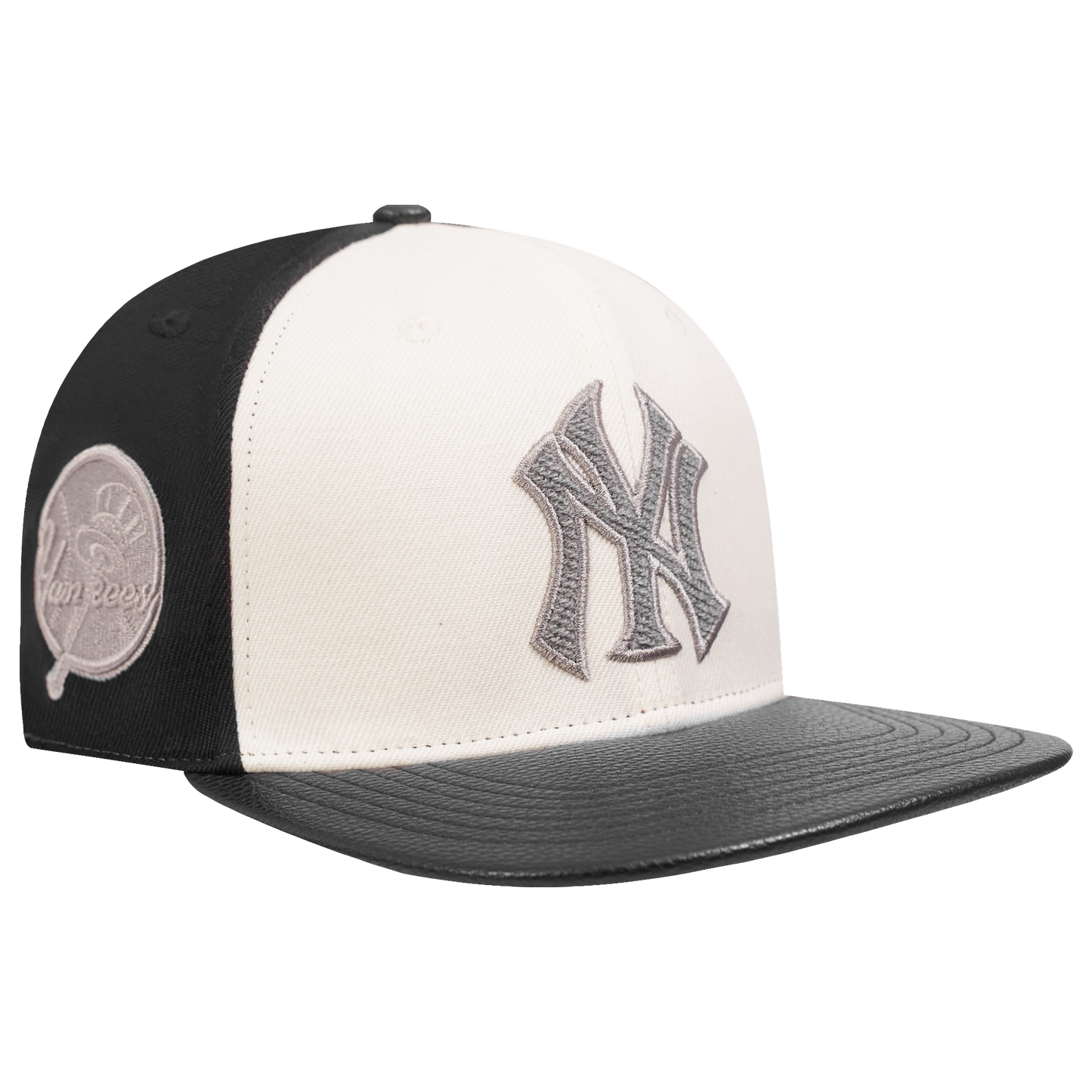 NEW YORK YANKEES REVERSE FRENCH TERRY WOOL BLEND PRO SIX STR (EGGSHELL/ BLACK)