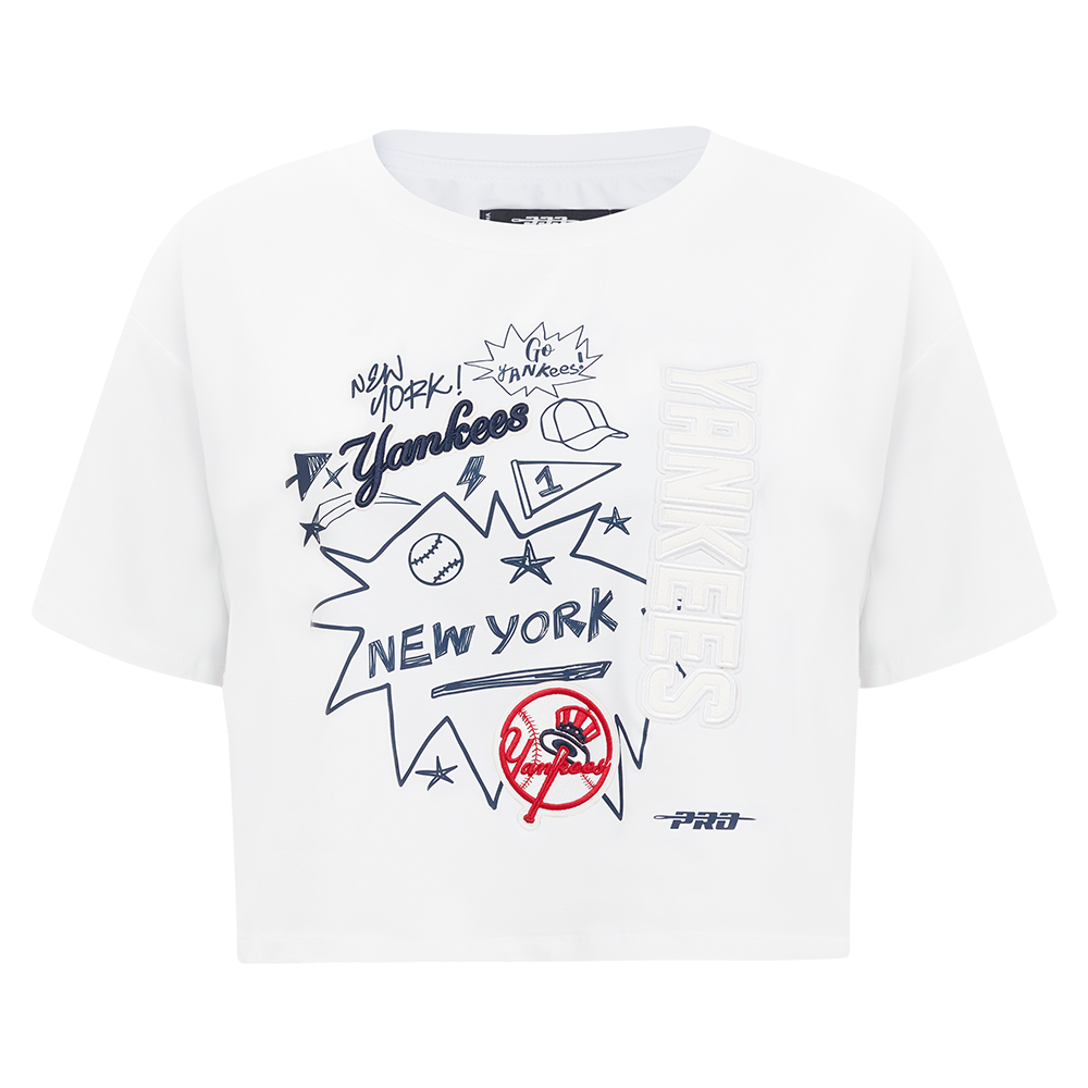 Mlb new york yankees sketchbook women s single jersey boxy tee white
