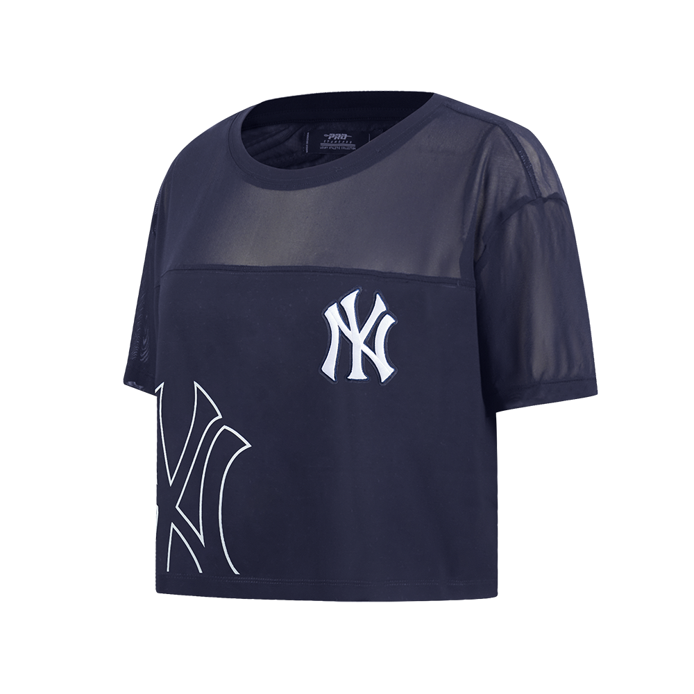 MLB NEW YORK YANKEES SHEER INFLUENCE WOMEN'S SHEER BOXY TOP (MIDNIGHT NAVY)