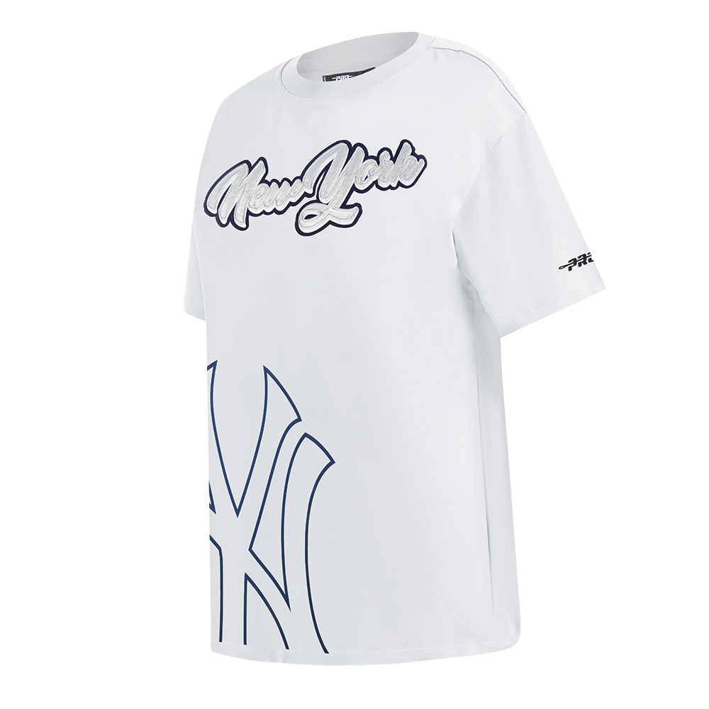 MLB NEW YORK YANKEES SHEER INFLUENCE WOMEN'S BOYFRIEND TOP (WHITE)