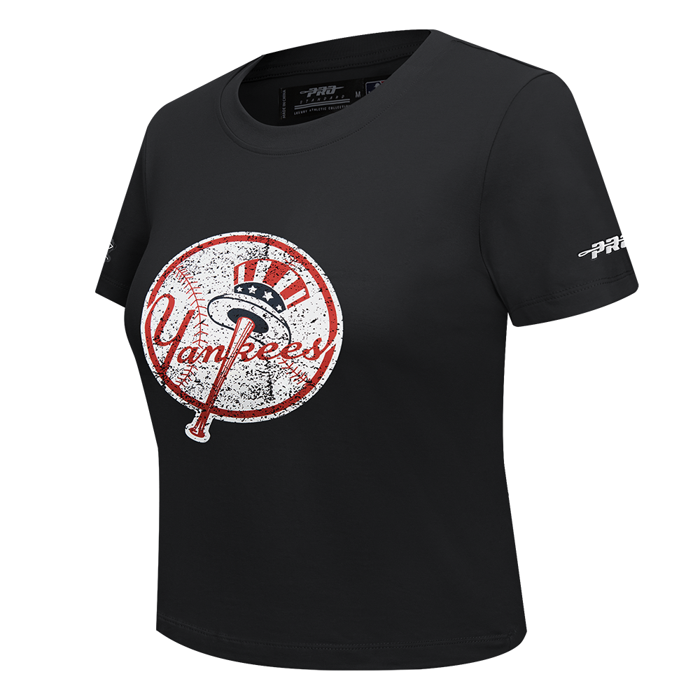 MLB NEW YORK YANKEES REBEL ATHLETICS WOMEN'S BABY DOLL TEE (BLACK)