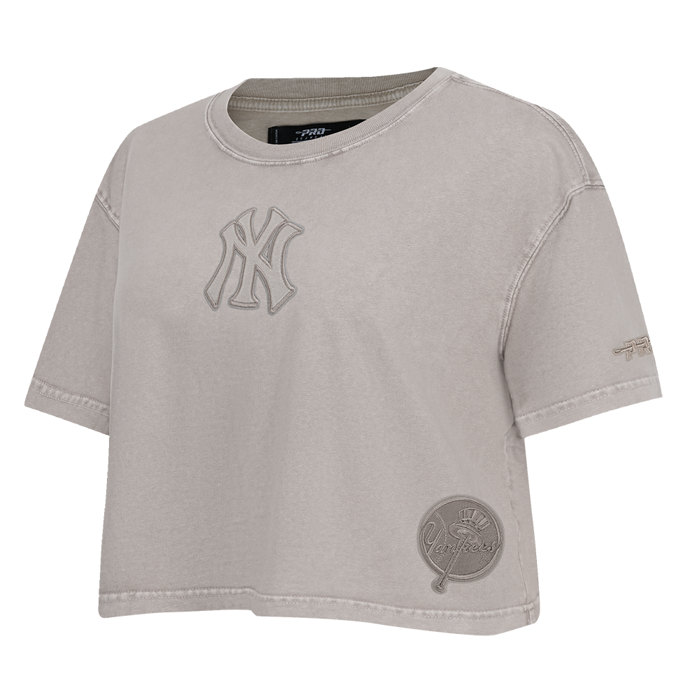 MLB NEW YORK YANKEES WASHED CLASSIC WOMEN'S ENZYME WASH BOXY TEE (WASHED WARM SLATE)