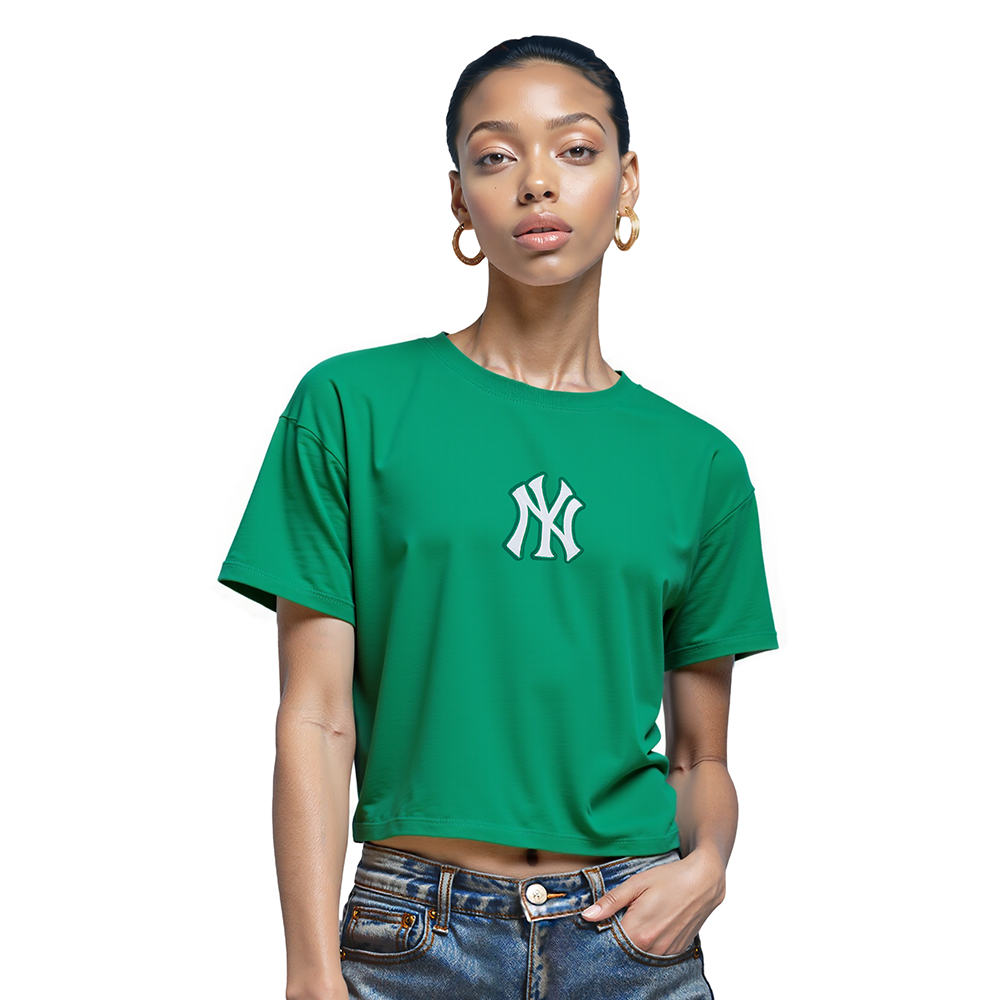 MLB NEW YORK YANKEES WINGSPAN WOMEN'S SJ BOXY TEE (KELLY GREEN)