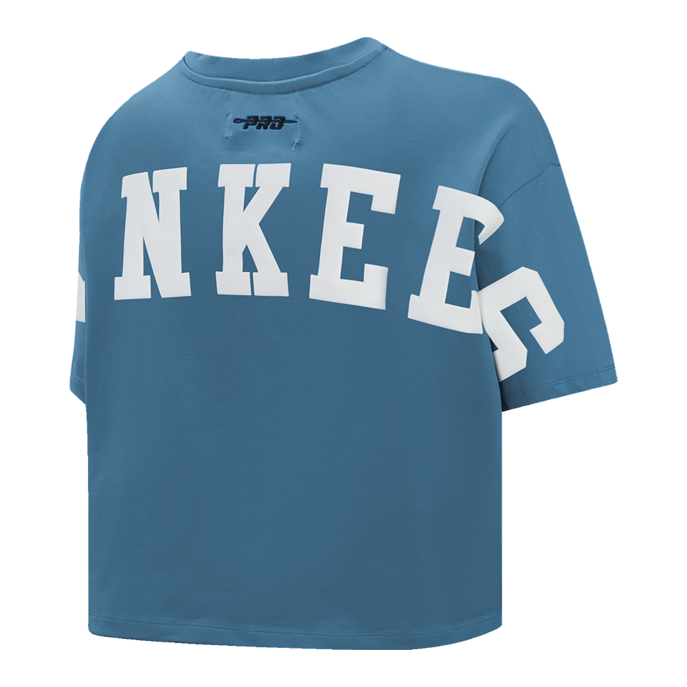 MLB NEW YORK YANKEES WINGSPAN WOMEN'S SJ BOXY TEE (STEEL BLUE)