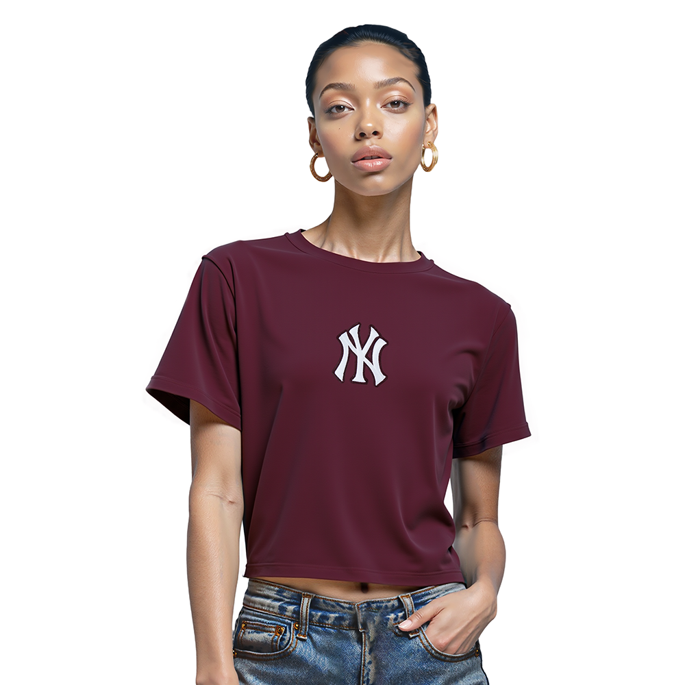 MLB NEW YORK YANKEES WINGSPAN WOMEN'S SJ BOXY TEE (WINE)