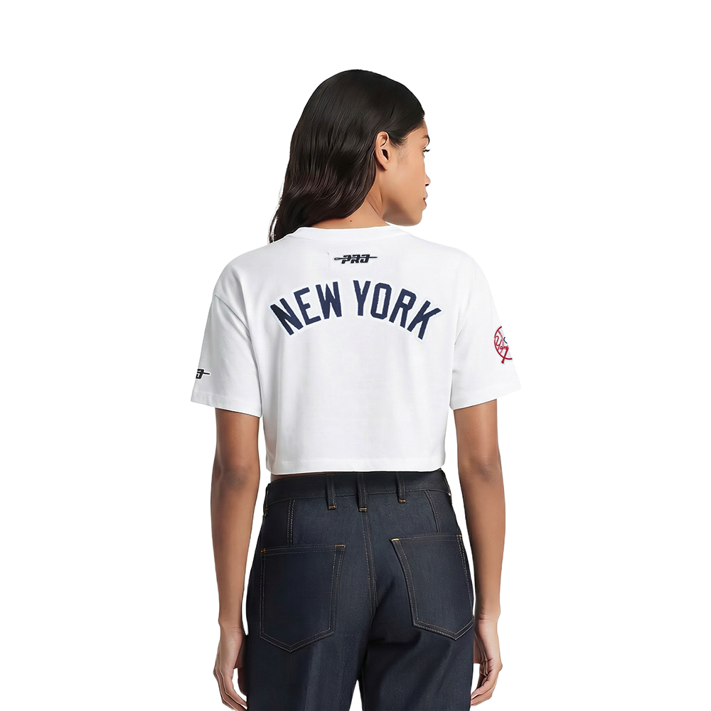 MLB NEW YORK YANKEES CLASSIC CHENILLE WOMEN'S SJ BOXY TOP (WHITE)
