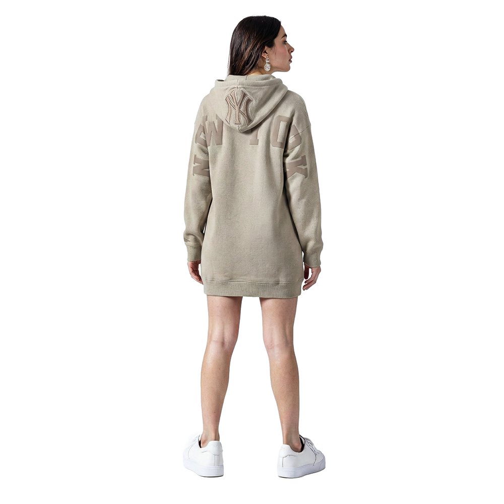 MLB NEW YORK YANKEES WINGSPAN WOMEN'S FLC HOODIE DRESS (TAUPE)