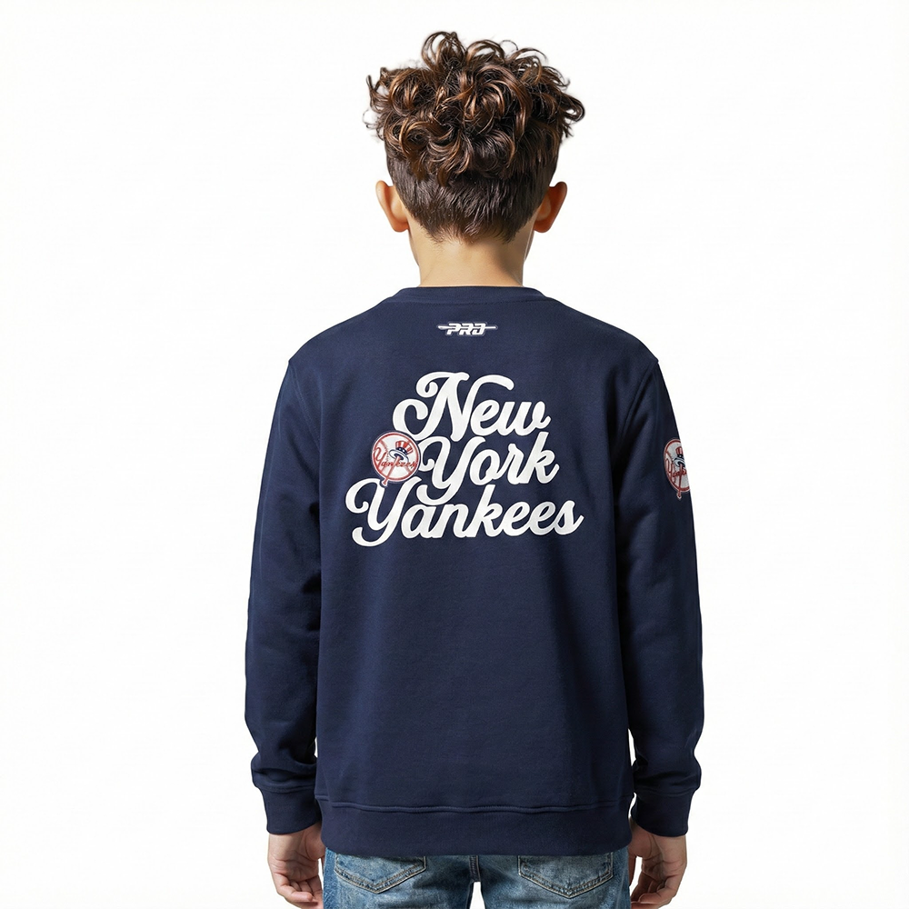 NEW YORK YANKEES SOUVENIR BIG BOY'S FLEECE CREWNECK (MIDNIGHT NAVY)
