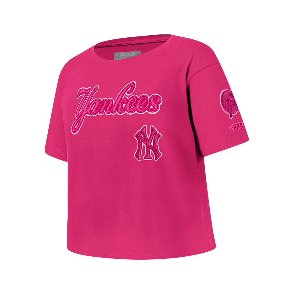 MLB NEW YORK YANKEES TRIPLE PINK BIG GIRLS SHORT SLEEVE BOXY TOP (BEETROOT PURPLE)
