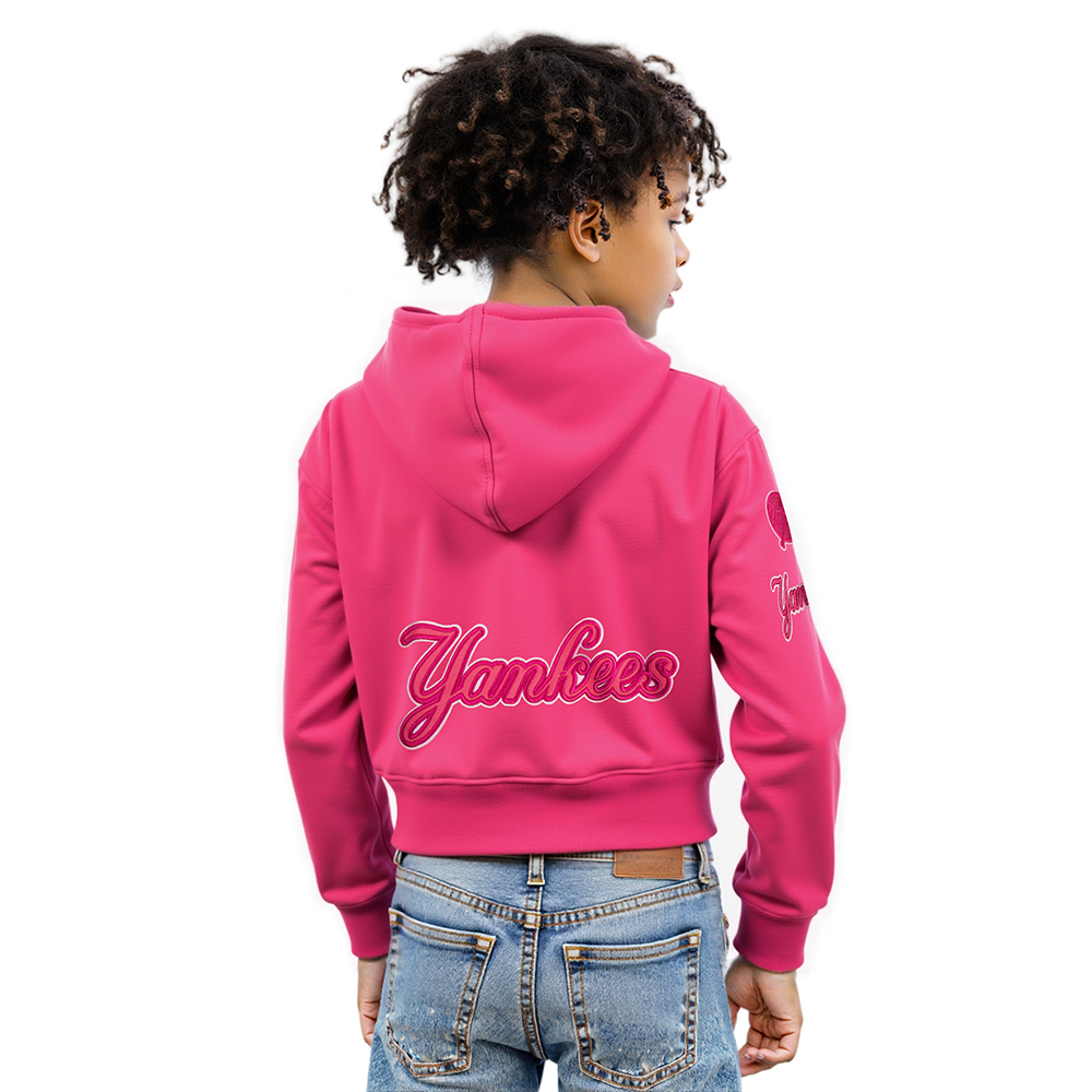 MLB NEW YORK YANKEES CLASSIC TRIPLE PINK BIG GIRL'S  FLEECE PO HOODIE (BEETROOT PURPLE)