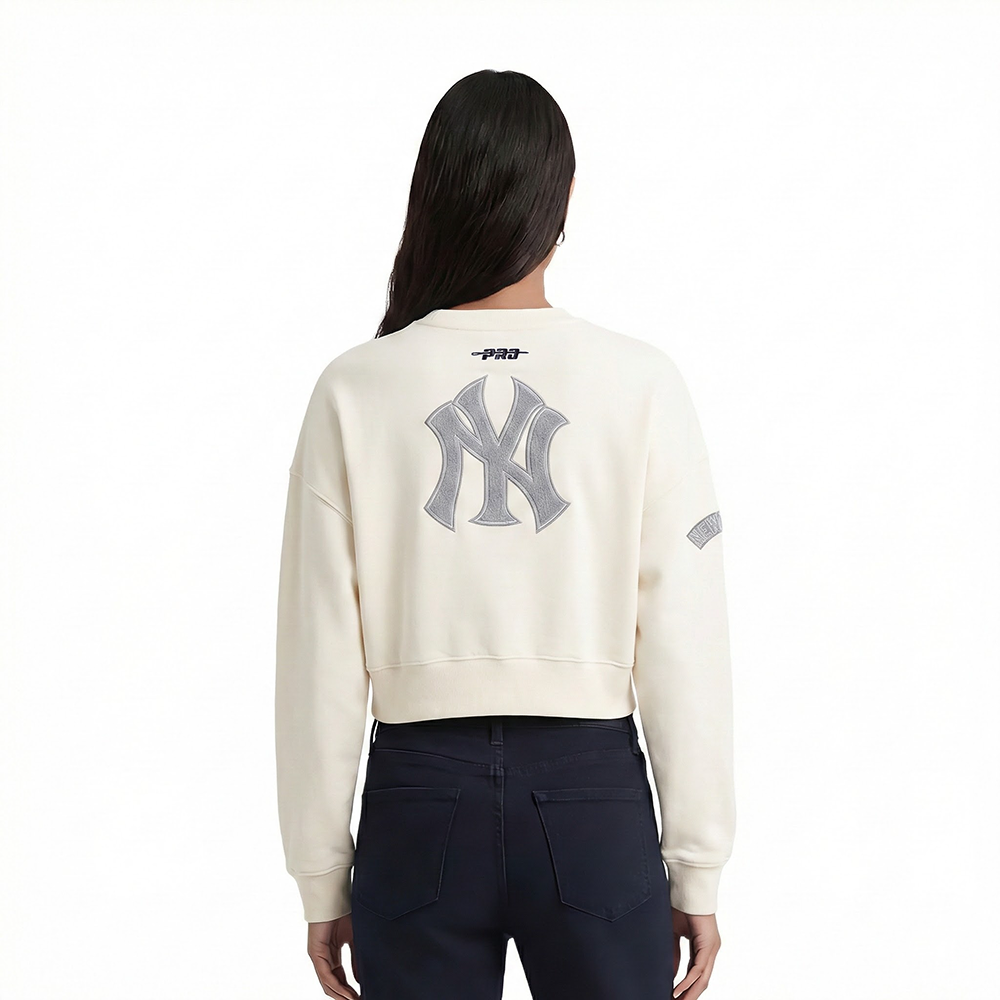 MLB NEW YORK YANKEES REVERSE FRENCH TERRY WOMEN'S FLEECE CREWNECK (EGGSHELL)