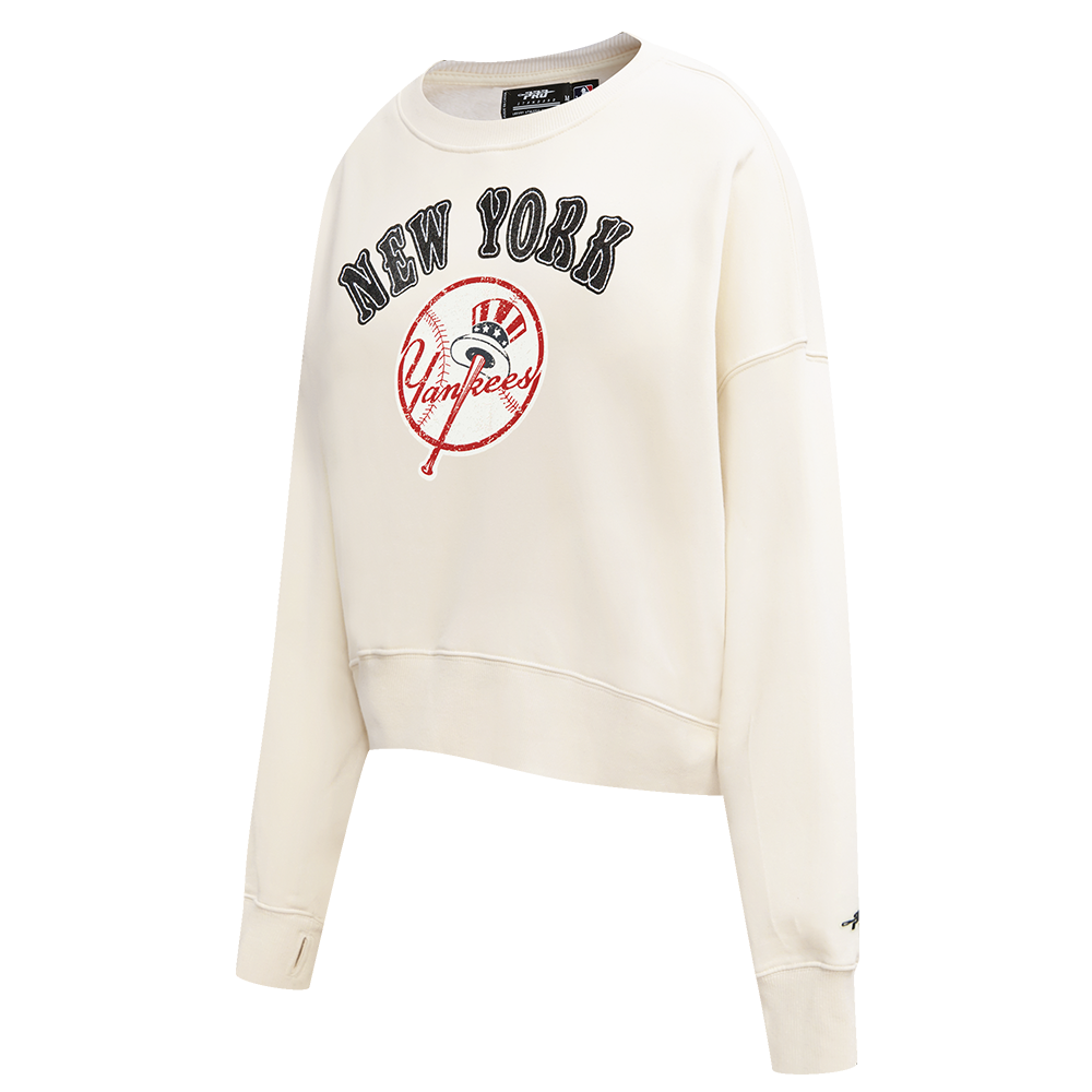 MLB NEW YORK YANKEES REBEL ATHLETICS WOMEN'S FLC CREWNECK (EGGSHELL)