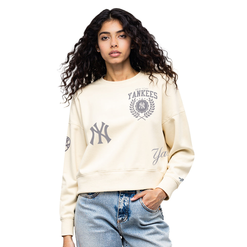 MLB NEW YORK YANKEES STREET TEAM WOMEN'S FLC CREWNECK (EGGSHELL)