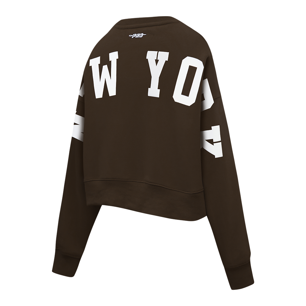 MLB NEW YORK YANKEES WINGSPAN WOMEN'S FLC CREWNECK (BROWN)