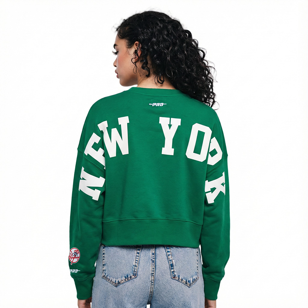 MLB NEW YORK YANKEES WINGSPAN WOMEN'S FLC CREWNECK (KELLY GREEN)