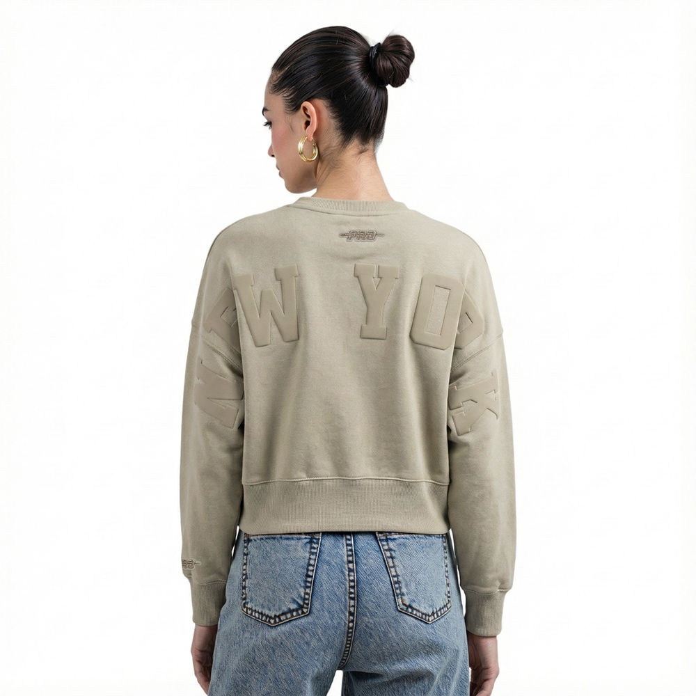 MLB NEW YORK YANKEES WINGSPAN WOMEN'S FLC CREWNECK (TAUPE)