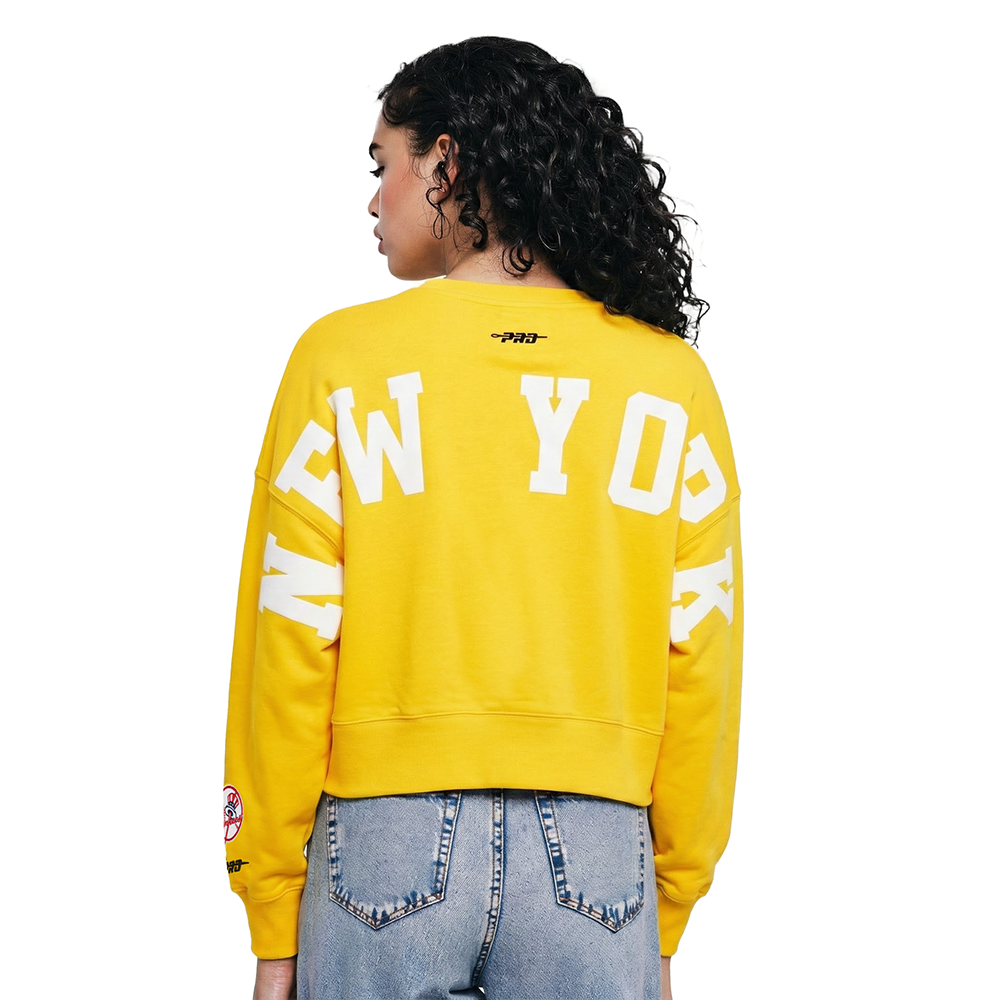 MLB NEW YORK YANKEES WINGSPAN WOMEN'S FLC CREWNECK (YELLOW)