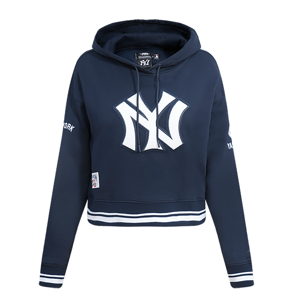 MLB NEW YORK YANKEES RETRO CLASSIC WOMEN S CROPPED PO HOODIE MIDNIGHT NAVY