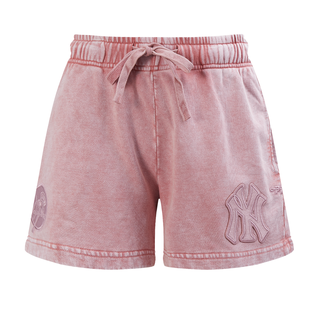 MLB NEW YORK YANKEES WASHED CLASSIC WOMEN'S ENZYME WASH FT SHORT (WASHED MAUVE)