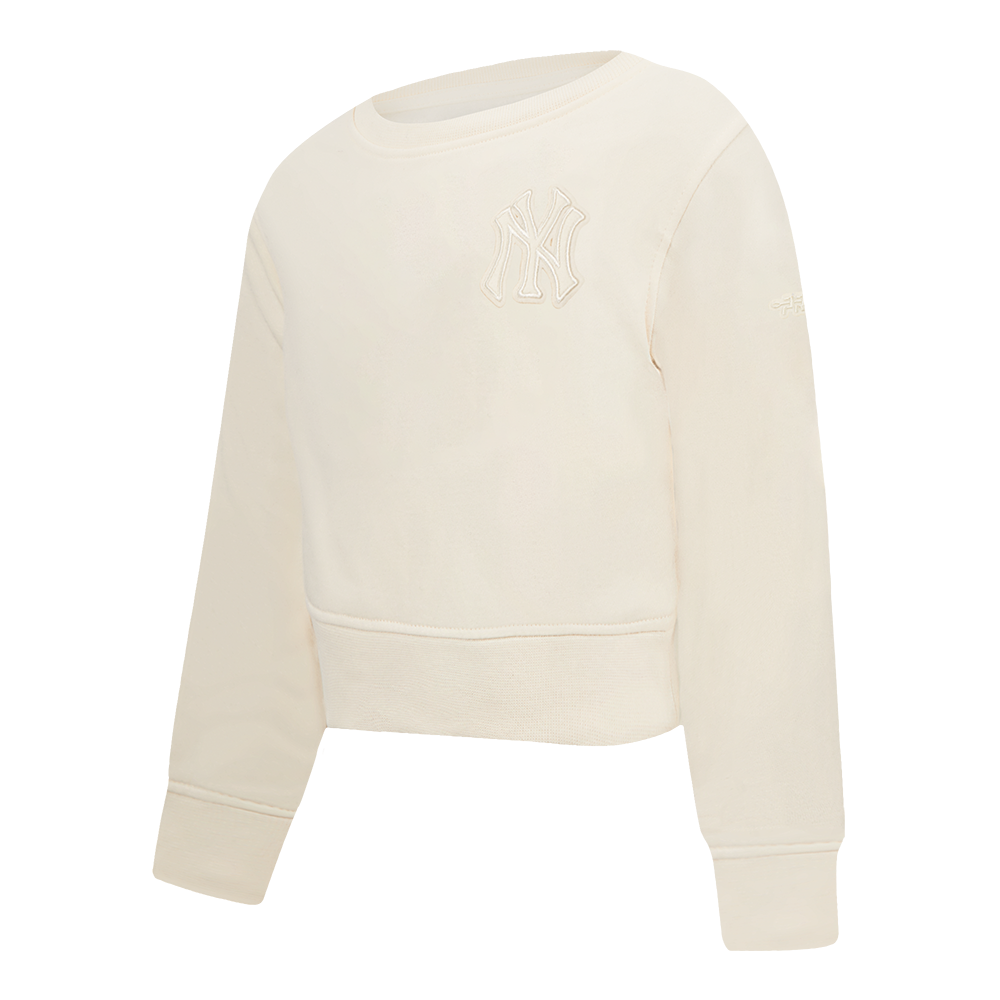 MLB NEW YORK YANKEES NEUTRAL LITTLE GIRLS FLEECE CREWNECK (EGGSHELL)