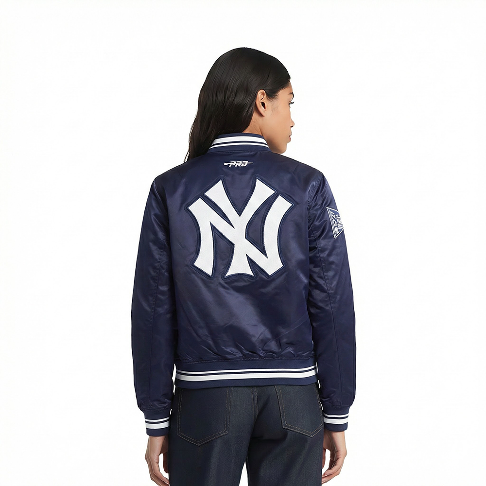 MLB NEW YORK YANKEES RETRO CLASSICS WOMEN'S SATIN JACKET (MIDNIGHT NAVY)