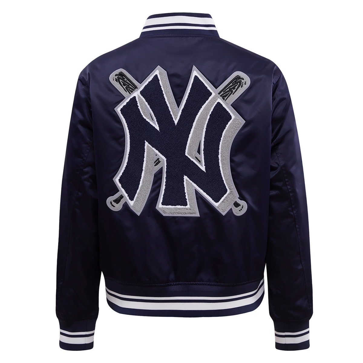 Navy/Gray New York Yankees Varsity Satin Jacket - Maker of Jacket