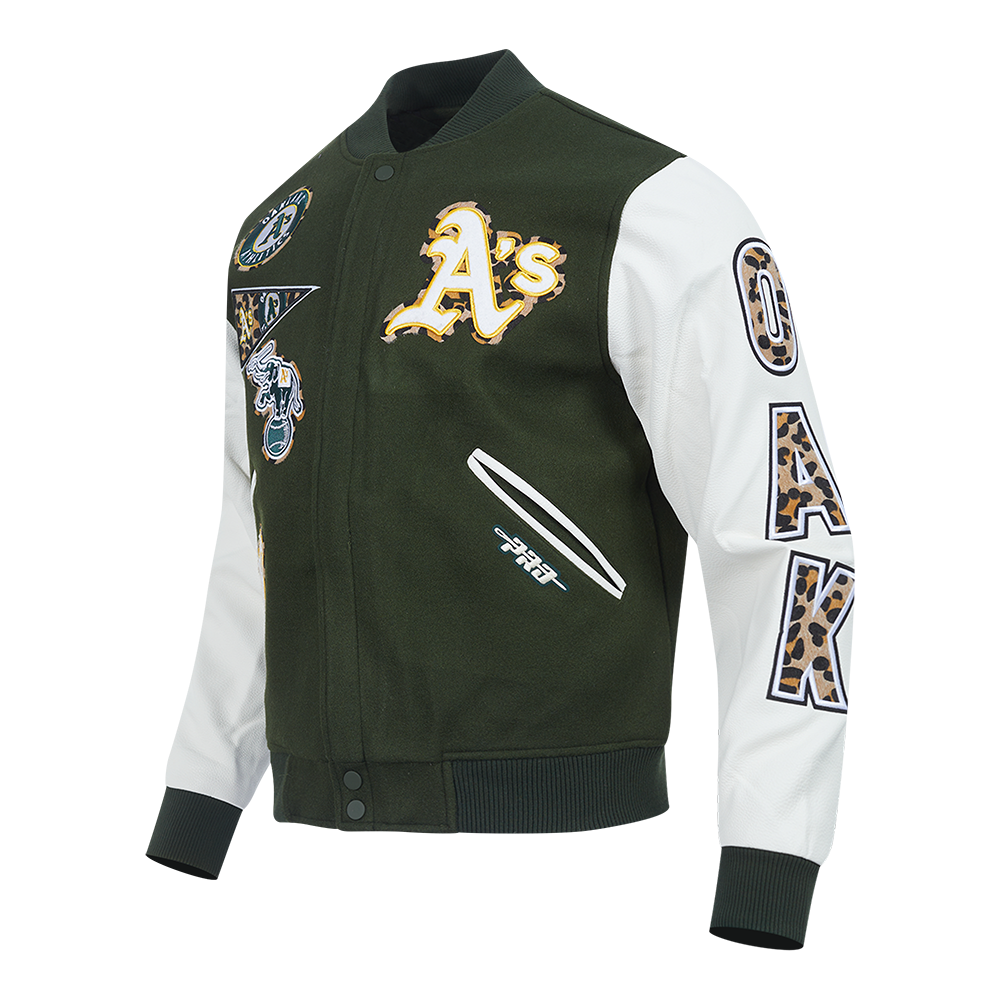 MLB OAKLAND ATHLETICS ANIMAL PRINT MEN'S WOOL VARSITY JACKET (FOREST G –  Pro Standard