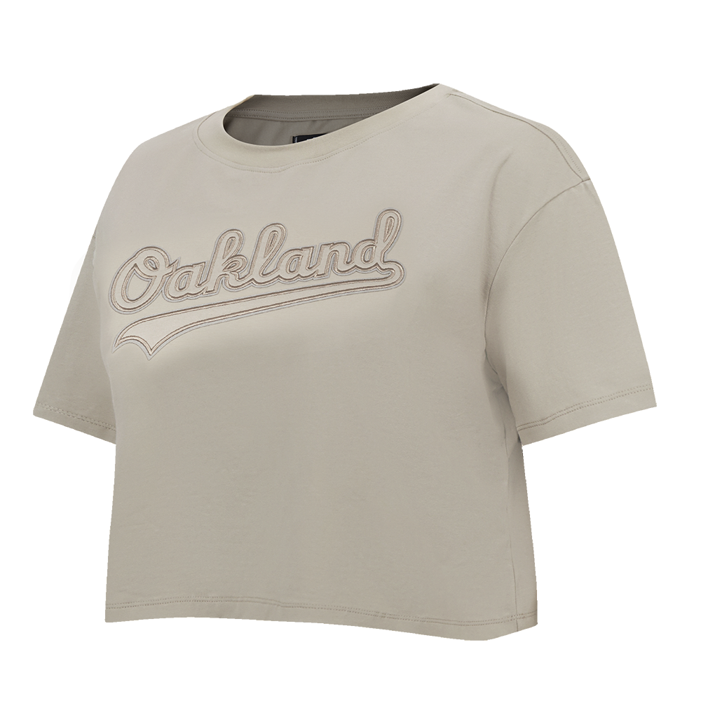 MLB OAKLAND ATHLETICS NEUTRALS SINGLE JERSEY BOXY TEE (TAUPE)