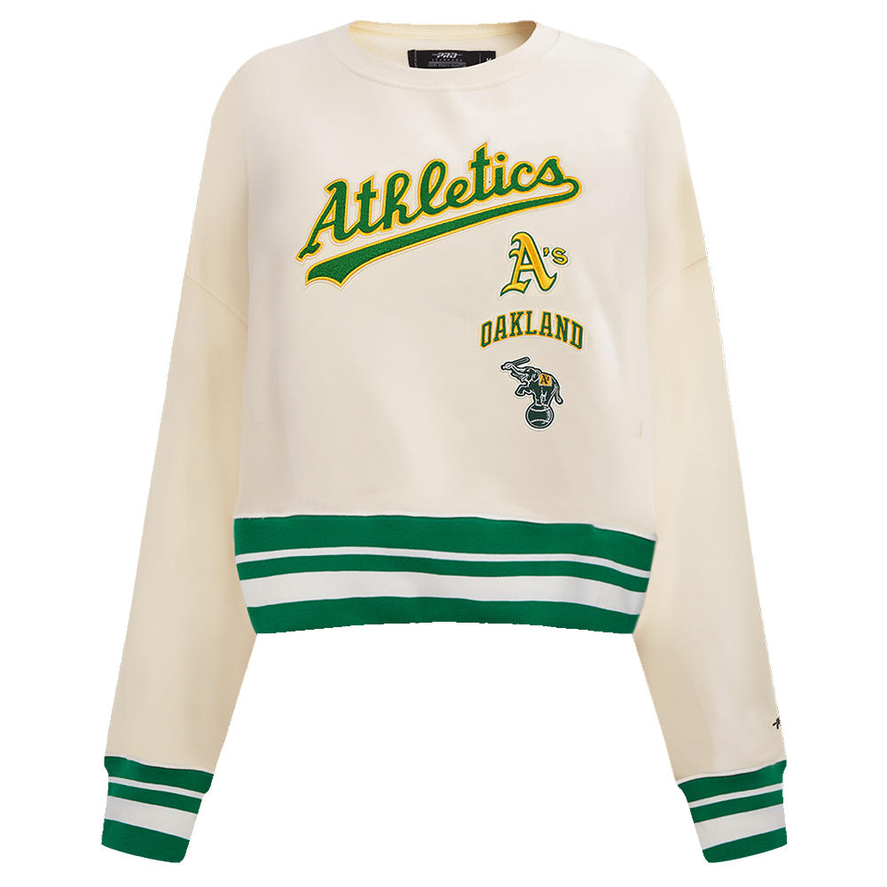 MLB OAKLAND ATHLETICS RETRO CLASSIC WOMEN S CREWNECK EGGSHELL KELLY Pro Standard