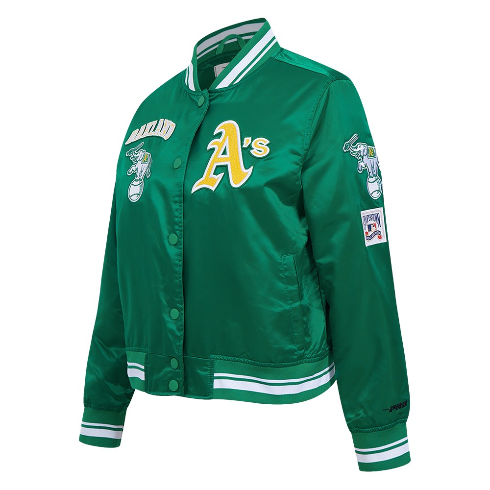 MLB OAKLAND ATHLETICS RETRO CLASSIC WOMEN'S RIB SATIN JACKET (KELLY GR –  Pro Standard